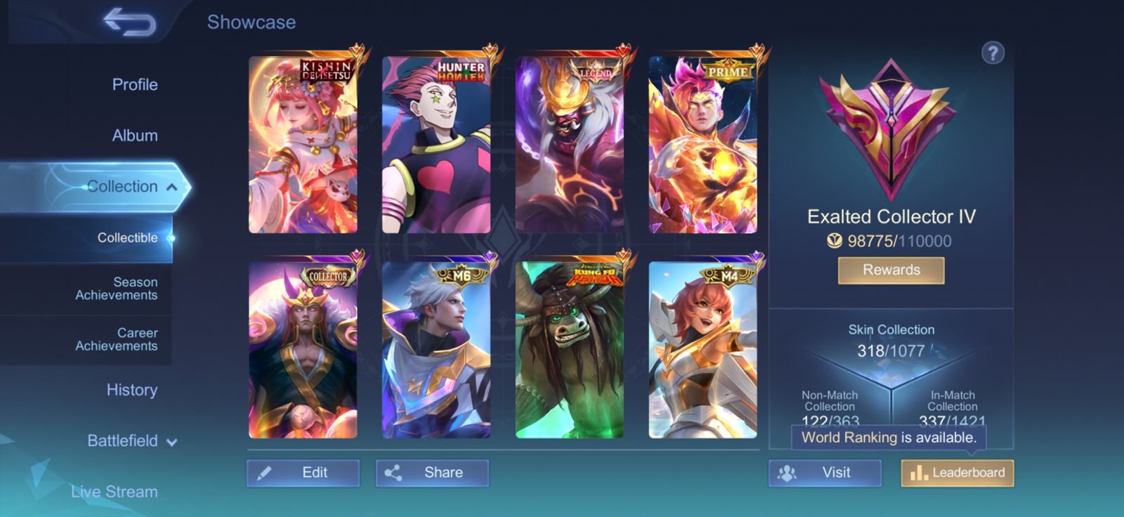 🔮 Unique account: Mythic rank, level 117! 🤩 131 heroes and 318 skins! 🎉