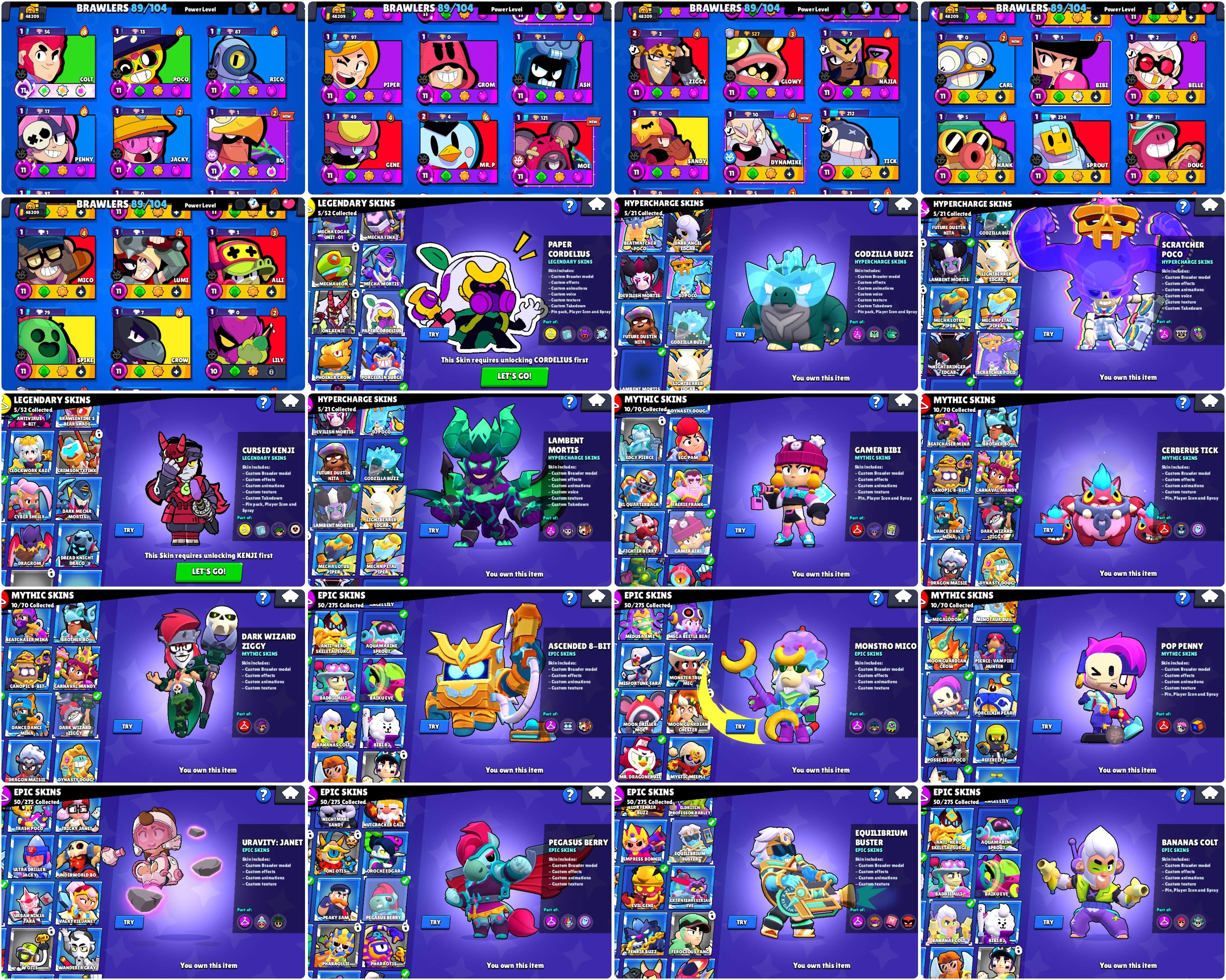 48k 🏆 42 PRESTIGE TOTAL + 29 MAX POWER + LAMBENT MORTIS + GAMER BIBI + ASCENDED 8-BIT, trophies 48200, brawlers 89, primes 42