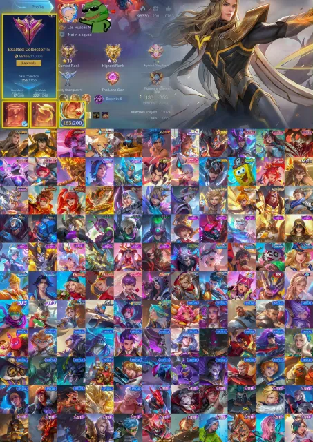 ✨ 163 Magic Cores✨ Lancelot Dawning ✨ Chou Golden Libra ✨ Chou KOF ✨ Lesley Aspirant, Продажа, Ранг: Мифическая слава, Уровень: 104, Процент побед: 70%, Герои: 133, Облики: 353