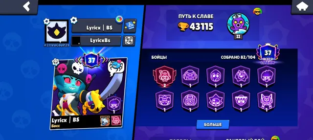 Top account, 6 years and a little ultra, trophies 43115, brawlers 82, primes 37