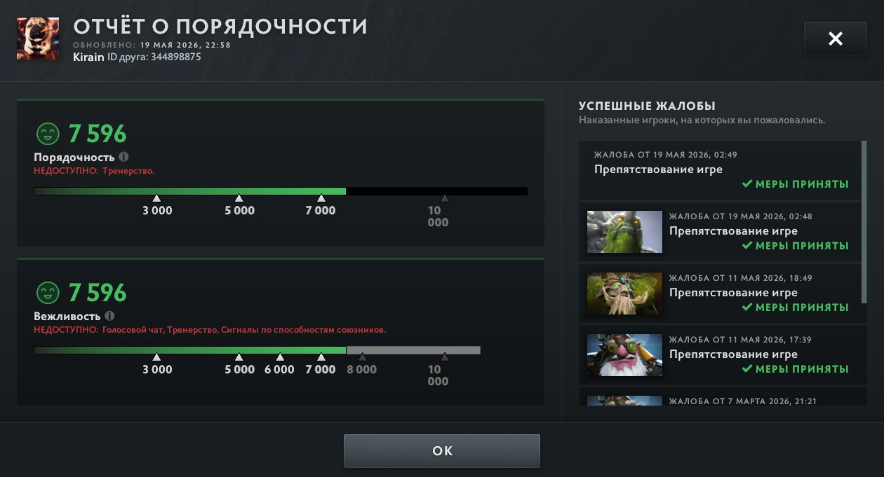 Dota+✔️ Calibrated✔️ Confidence 40-100%✔️RATING AVAILABLE✔️✔️EVENT ITEMS✔️ARCANA FOR PUDGE, Sale, 3099 MMR, 7596 Behavior score, 7596 вежливости, 1836 games, 2199 hours