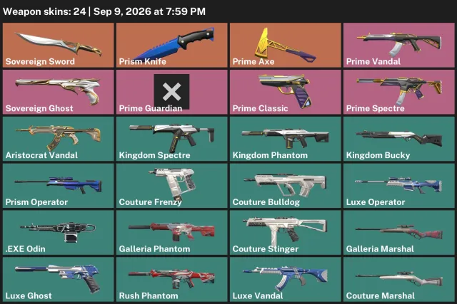 | 26000vp Inventory | 24 Skins | Prime Vandal | WARRANTY | EU SCREENS IN DESCRIPTION, Sale, Silver 3, Agents: 7, Skins: 24