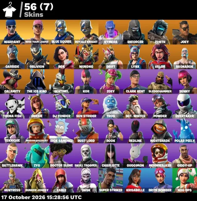 ⚡ 【FORTNITE】 💎 OG STW, Skull Trooper, Floss, Royale Knight 💎 56 скинов | 865 ур. | 1650 V-Bucks, Продажа, скины 56