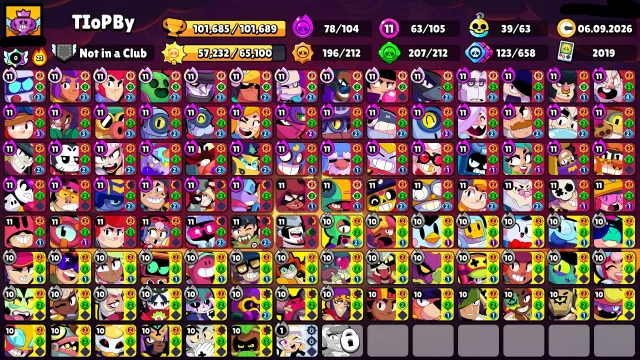 🏆101000🏆⚔️63x11 POWER⚔️🌸Nanny Nita🌸🔥Dragon Griff🔥🎀Fairy Bonnie🎀🤠Hopper Bull🤠⭐Olli JAKE⭐🔥+CoC 15 TH🔥, 101685 trophies, 105 brawlers, 65 primes