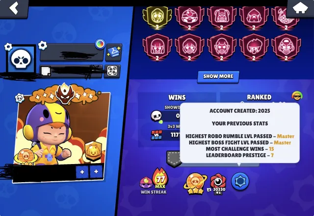 🤓10K ELO 3 PRIME 0 WINS IN SHOWDAWN⭐️ 2 MASTER BEST ACC🦄, trophies 60099, brawlers 104, primes 48