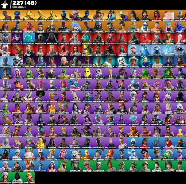 Old account with Travis, Astro Jack, and unique items and emotes; last battle was 260+ days ago!!!, Sale, skins 227