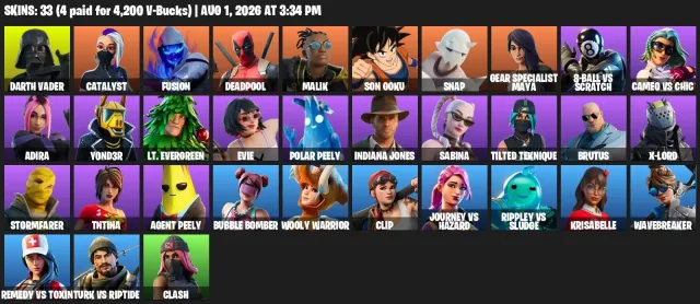 Fortnite Account | Darth Vader, Catalyst | 33 skins | Level 607 | Full Access, Sale, skins 33