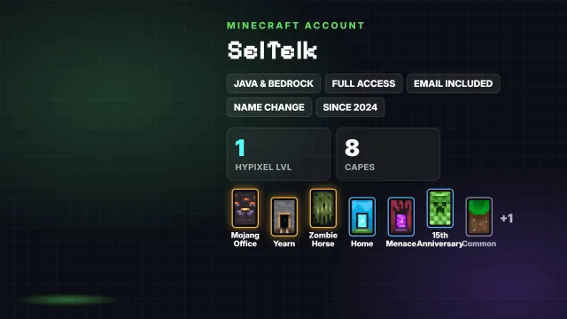 🦸 Cloaks (8): Mojang Office, Yearn, Zombie Horse, Home, Menace ✅ Java & Bedrock & full access, Sale, All account data