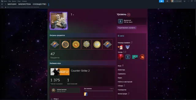 🟢🟢🔴【CS:2 | Prime + 1,375 Часов + Rust】【5 Медалей: + Монета Major + 22 LVL Steam 】【Регион: Россия】🔴🟢🟢, Продажа, С инвентарем, Есть PRIME
