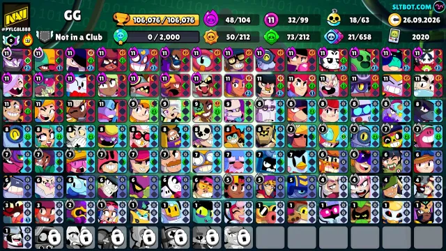 🏆106𝐊🏆⭐️95ПРАЙМОВ🟡66К Монет🟡💎176 Кристалла💎✨33К БЛИНГОВ, 106076 кубков, 99 бравлеров, 95 праймов