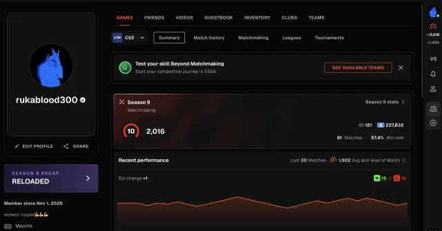 CS2 FACEIT 2016 ELO 270 MATCHES | PRIME + VERIFIED | NATIVE EMAIL | PERSONAL ACCOUNT, Sale, Inventory empty, Has PRIME, FACEIT, 2016 ELO, Registered: Yes