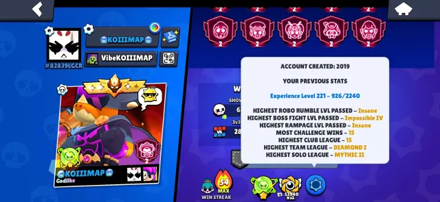 Absolutely full account, with all brawlers, hyper and buffed, skins worth a total of 400k gems, 117229 trophies, 105 brawlers