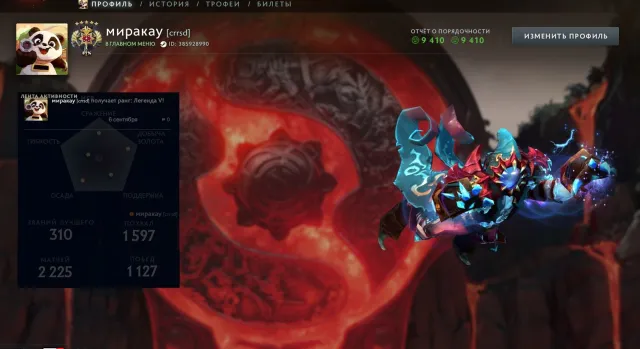 MAINPOOL Account with rating for base, with two arcana, Sale, 3821 MMR, 10000 integrity, 10000 politeness, 3000 matches, 2600 hours