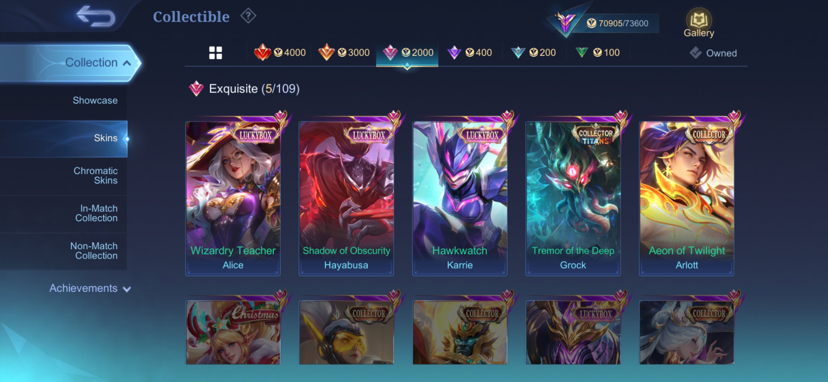 Main account featuring KOF Gussion, Suyou Sasuke, Levi Martis, Aspirant Guinevere, Nexus Thamuz etc, Sale, Rank: Mythical Immortal, Level: 31, Winrate: 53%, Heroes: 95, Skins: 181