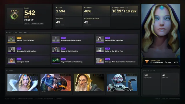 ✨Rekrut 4 ≈ 542 MMR✅10297 Anstand✅✨Skins✨⚔️43 Trophäe⚔️🎯42 Tokens, Verkauf, 542 MMR, 10297 Anstand, 10297 Höflichkeit, 1594 Spiele, 1355 Stunden
