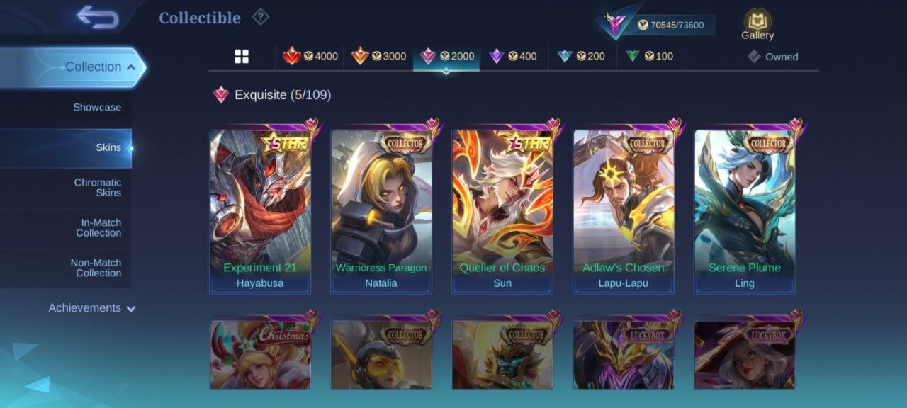 🔥Prime Granger collector Ling lapu lapu Star Sun Hayabusa zodiac Marti's Stun Chou Immortal, Sale, Rank: Mythic, Level: 88, Winrate: 50%, Heroes: 132, Skins: 268