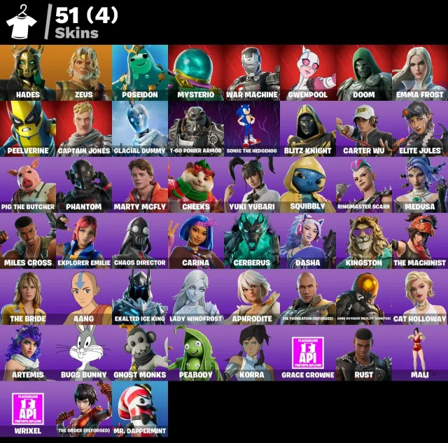 🔥 STACKED FORTNITE ACCOUNT | PC/XBOX/PSN | LVL 1234 | 173 WINS | 51 SKINS | 400 VB ⚡, Продажа, скины 51