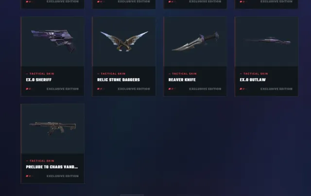 VCT 2026 Sigil. Full Battle E.X.O. a bunch of other skins., Sale, Silver 2, Agents: 28, Skins: 189
