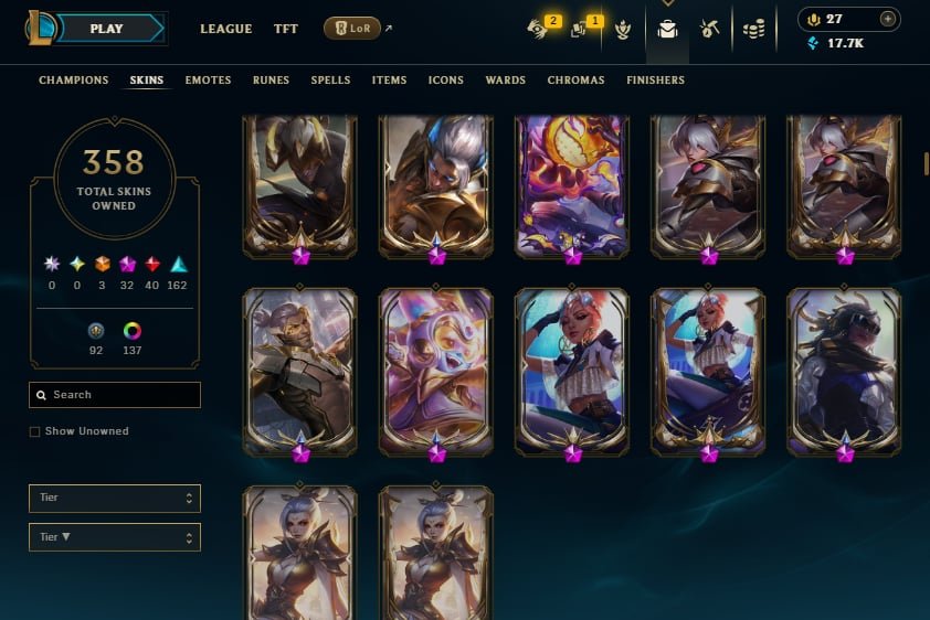LAN Account: D1 (Ex-Master) | 81% WR | 358 Skins | 31 Mythics", Sale, level 588, champions 170, skins 358, Diamond