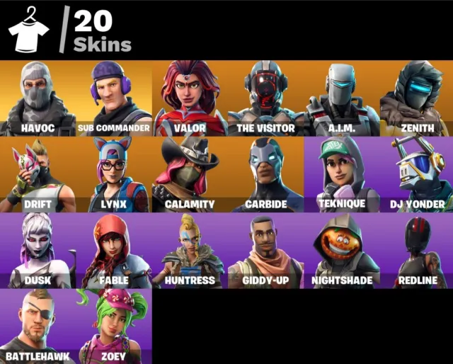 [PC] Fortnite Account | 20 Skins | Drift, Lynx, Calamity, The Visitor, Havoc | 1200 V-Bucks, Продажа, скины 20
