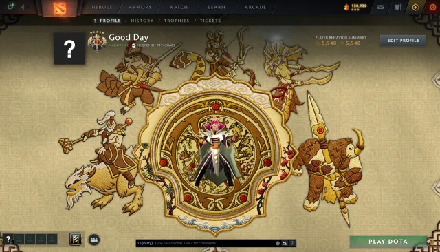 compte livraison automatique légende 5, Vente, 3680 MMR, 6000 honnêteté, 6000 politesse, 248 matchs, 211 heures