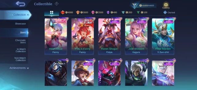 Collector natalia💥gara vale💥epic freya kagura gusion grock valir💥valentine fanny💥emblem max, Продажа, Ранг: Легенда, Уровень: 60, Процент побед: 53%, Герои: 128, Облики: 204