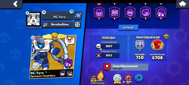 Account for ranked, all brawlers and third upgraded to 11, 41179 trophies, 105 brawlers, 24 primes