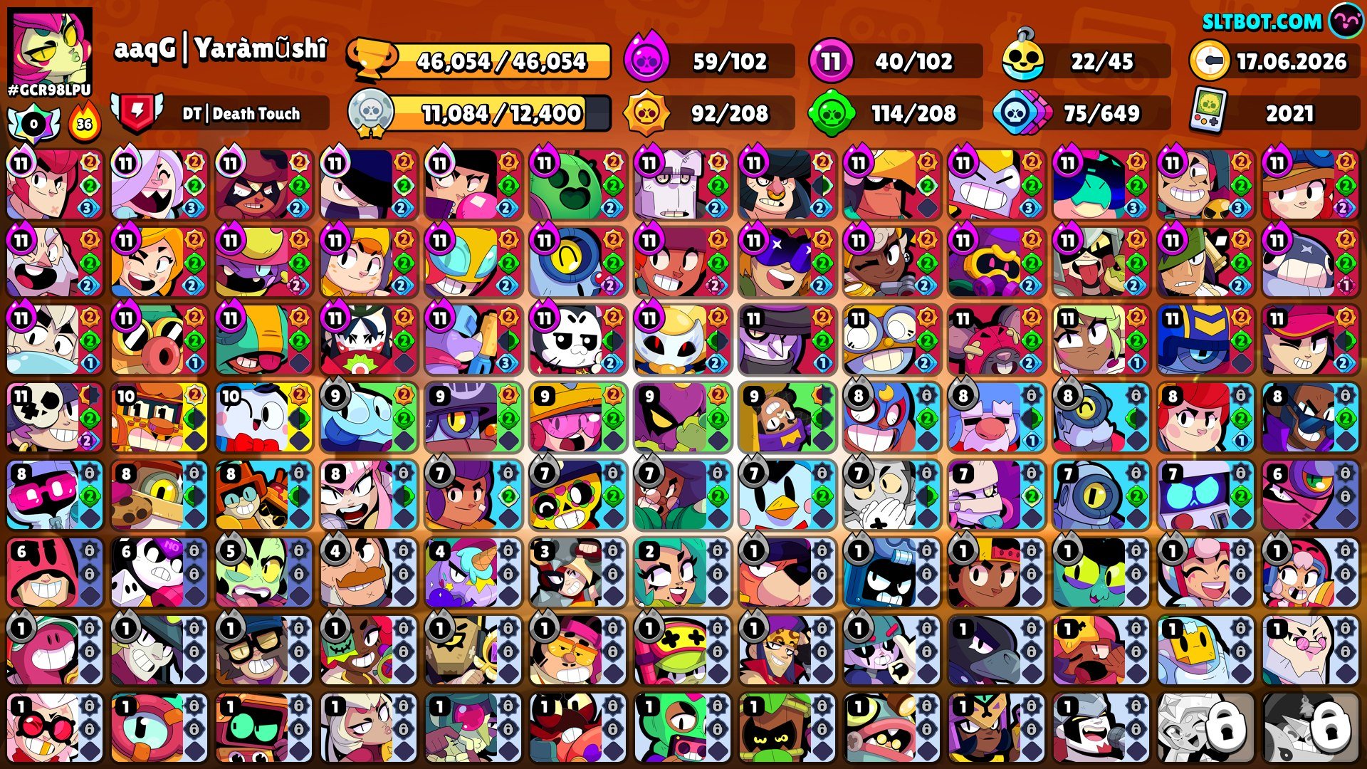 RE-BINDING!🌊RANKED MASTER☔8500 ELO, ALL CHARACTERS, ⚡59 HYPER, 💥40 11 STRENGTH, trophies 46054, brawlers 102, primes 18
