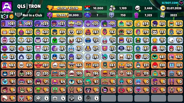 ✨ OLD ACCOUNT 2022 | 72K COINS | 45K POWER POINTS | 449 GEMS | 21K BLING ✨, trophies 47518, brawlers 101, primes 7