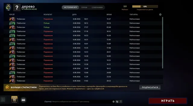 Herald 3🌺✨ • 331 MMR 📊 • 306 matches 🗡️ • Level 28 Trophy 👑, Sale, 331 MMR, 2914 Behavior score, 2914 вежливости, 306 games, 306 hours