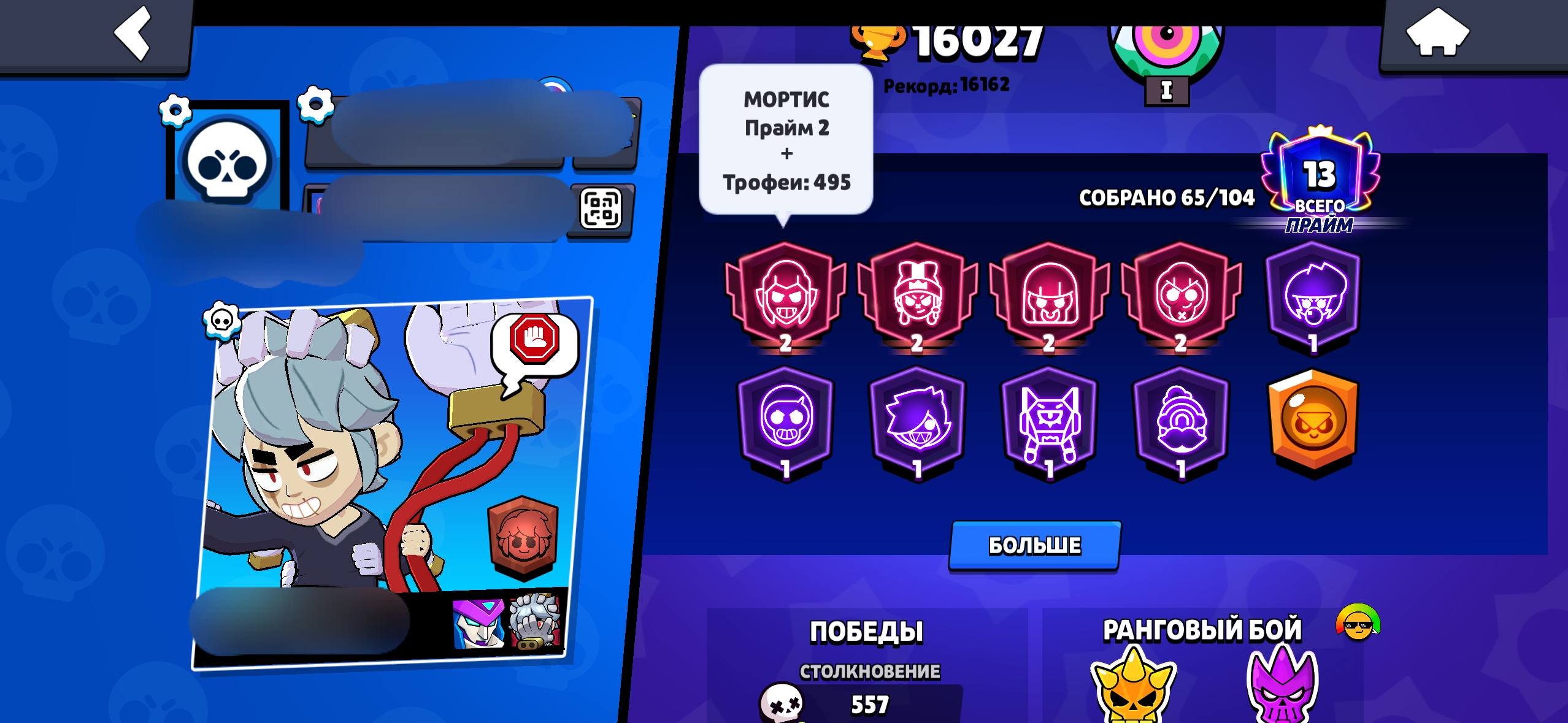 account for the basis, trophies 16000, brawlers 65