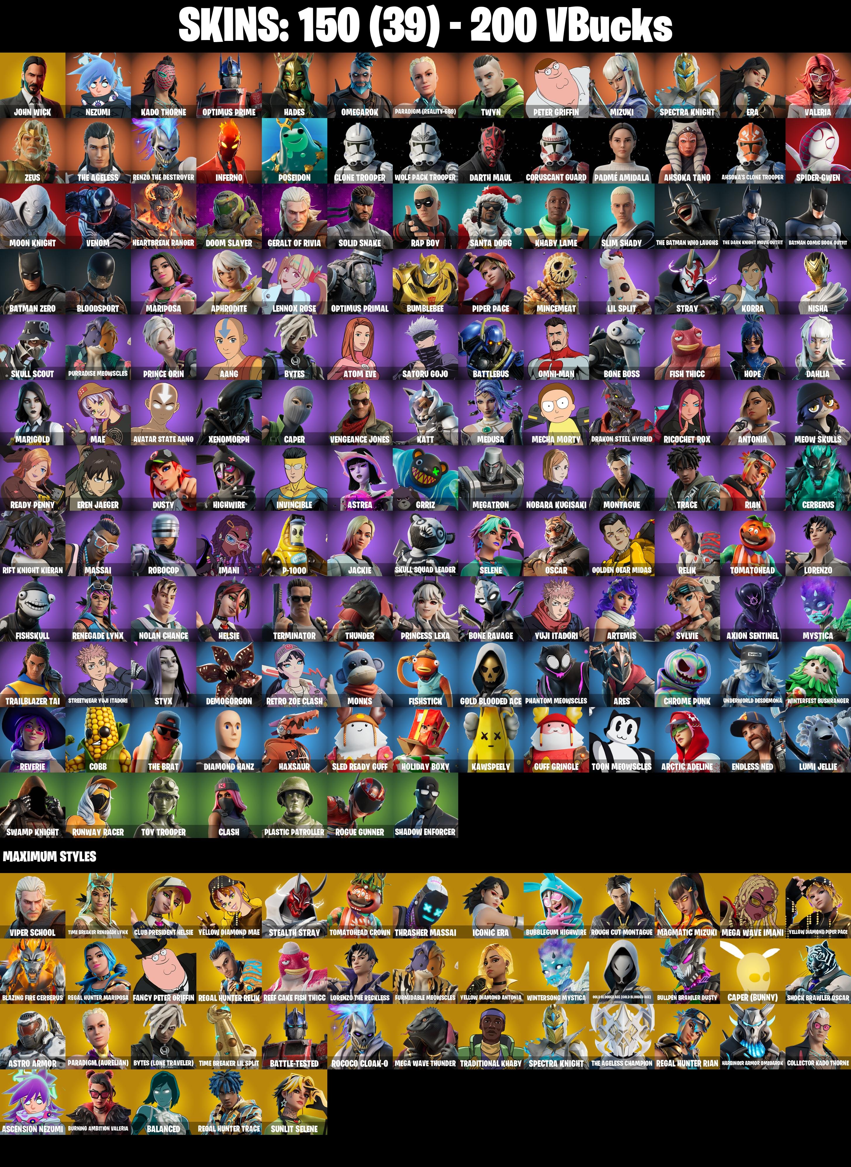 #FT560 [PC/PSN/XBOX] 150 SKINS | ERA | THE AGELESS | RENZO THE DESTROYER | MIZUKI, Sale, skins 150