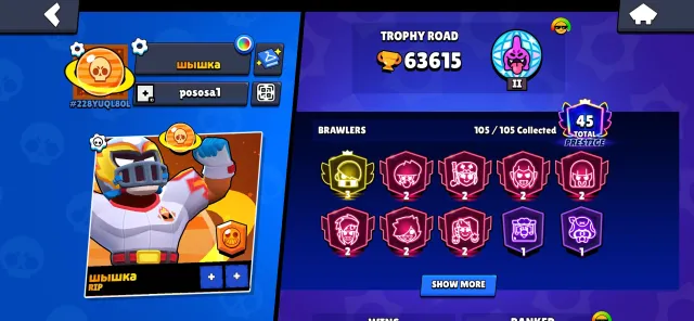 brawl star account for ranked dm to more info, trophies 63615, brawlers 105, primes 45