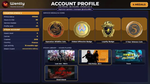 🔥 [CS2 PRIME] +4 RARE MEDALS: WILD FLAME · GO — 2016 | +1 GAME | FULL ACCESS #4B1N3X, Sale, Inventory empty, PRIME available