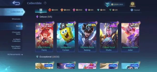 🔥SpongeBob🔥Fanny🔥Badang🔥Chou🔥BEST ACCOUNT🚀, Sale, Rank: Legend, Level: 26, Winrate: 51%, Heroes: 60, Skins: 69