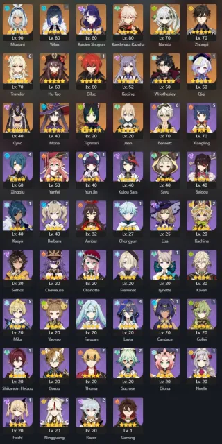 【✅】⚙【 GUARANTEE 】🟡MUALANI🟡KAZUHA+SIGNA R2🟡RAIDEN🟡NAHIDA🟡ZHONGLI🟡HU TAO🟡YE LAN C1🟡RIZLI, Any platform, Email linked, Lumine, Levelled up, AR 55