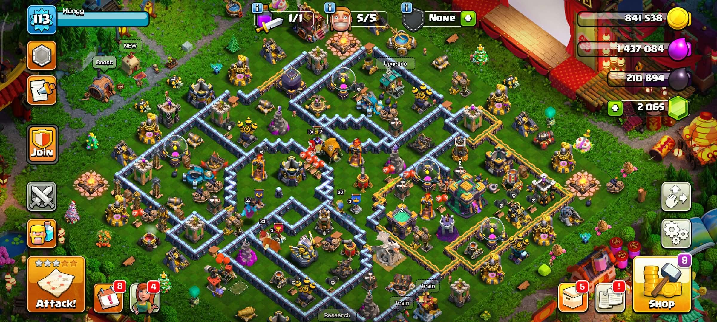 TH 14 👑Dragon Statue✨STRONG LEVEL EVERYTHING👑(BK80,AQ81,MN52,GW56,RC30)🔰2,065+ Gems🔰113 XP, 14 TH Main Village, 8 TH Builder