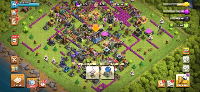 🍄18 ТХ 🍄5+ СТРОИТЕЛЕЙ🍄7000+ ГЕМОВ🍄ПОЛНЫЙ ДОСТУП🍄АВТОВЫДАЧА🍄, 18 TH Родной Деревни, 3 TH Строителя