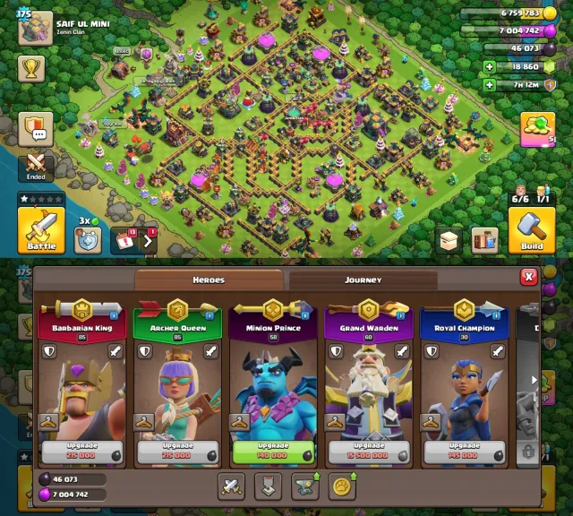 💎 18K+ GEMS ✦ TH-14 MAX🏆1500 CWL MEDALS + LEAGUE WARDEN 👑 85/85/60/30 💜 12× EPIC EQUIPMENT (7 MAXED), 14 TH Home Village, 10 TH Builder Base