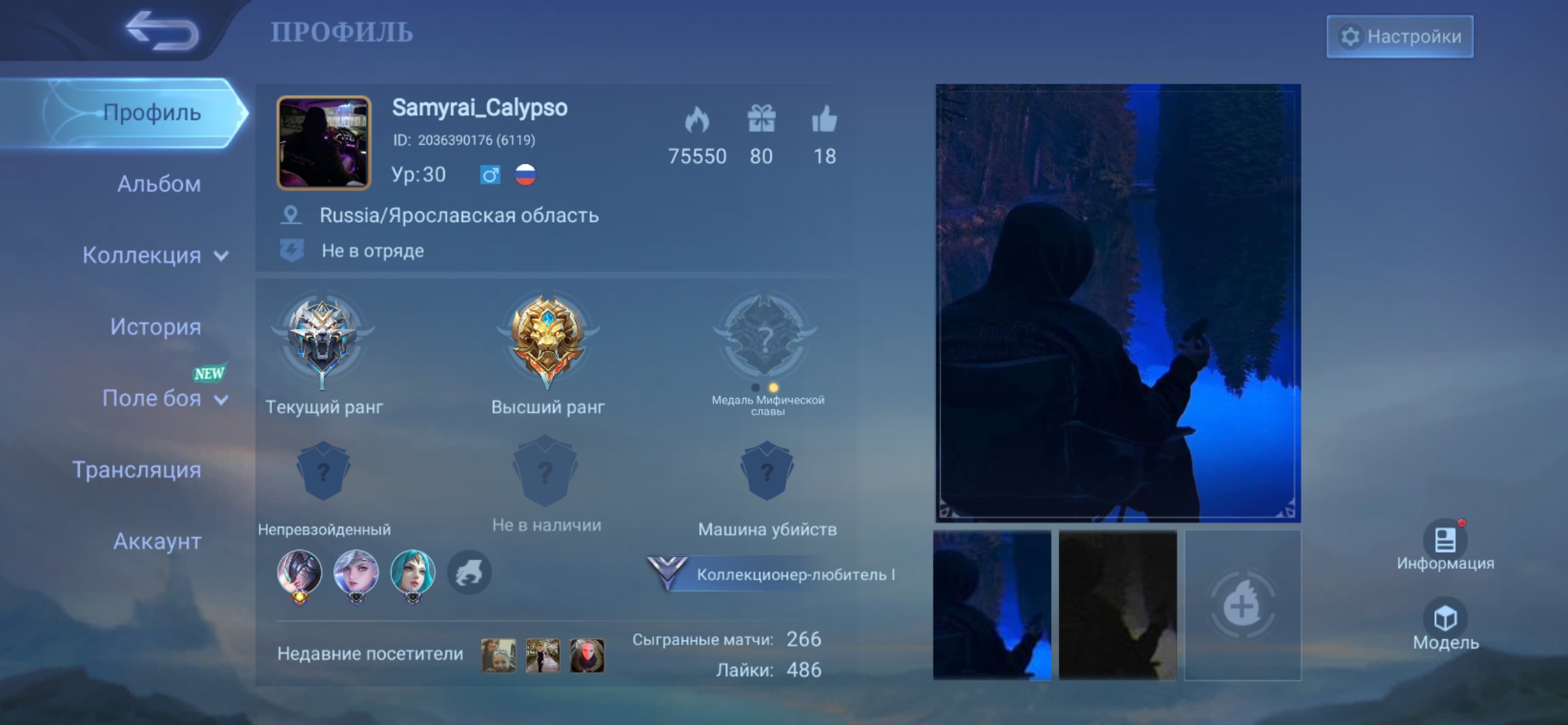 🔥30 lvl 🔥75k reputation ✉️ Account is issued with Gmail mail ✉️, Sale, Rank: Epic, Level: 30, Winrate: 70%, Heroes: 170, Skins: 33
