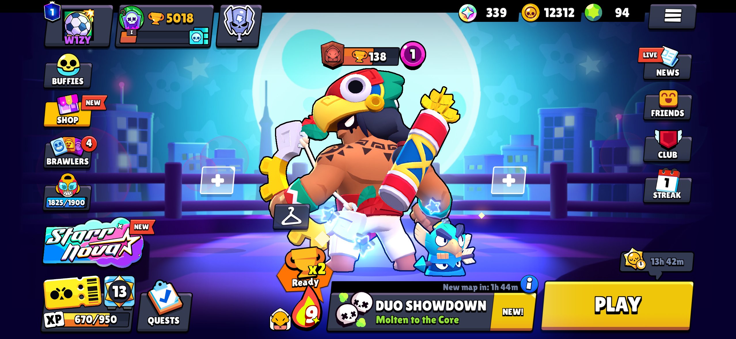 5k cups/trophies | 2 legendary KIT + SUGRE | 37 brawlers | 52 skins | 5 mythic + 94 gems, trophies 5000, brawlers 37, primes 1