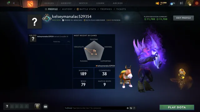 ✅【РЫЦАРЬ | 1692 ММР 】✅ ®️ ДИКОВИНКИ 79 lvl ®️ 🎯 РЕЙТИНГ ОТКРЫТ 🏆 100/100 ч ⏱️DOTA PLUS до 26.11.26, Продажа, 1692 MMR, 11700 порядочности, 11700 вежливости, 190 матчей, 132 часов