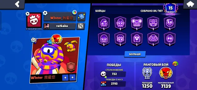 🎊TASTY LEVELING UP🔥GOOD ACCOUNT FOR A BEGINNER🎇VERY MANY SKINS🔥RELINK✅, 33818 trophies, 84 brawlers, 15 primes