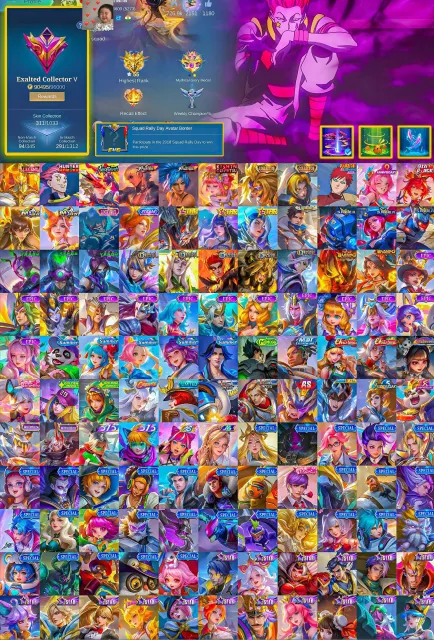🏎️ Johnson Legend 🎴 Cecilion Hisoka 🥊 Gusion KOF 🦁 Ling NeoBeasts 👑 Angela Kishin, Продажа, Ранг: Мифическая слава, Уровень: 119, Процент побед: 55%, Герои: 133, Облики: 311