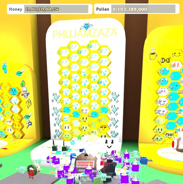 50 BEES, 18 HIVE, 33 MYTHICS, 19T HONEY, 586T TOTAL, BEAR, Accounts