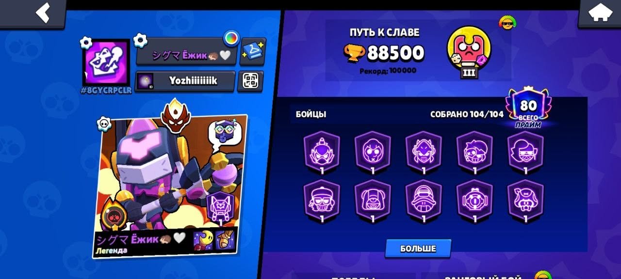 Account 2021 year, almost all brawlers on 11 power, lots of expensive skins, give change email, trophies 88500, brawlers 104, primes 80