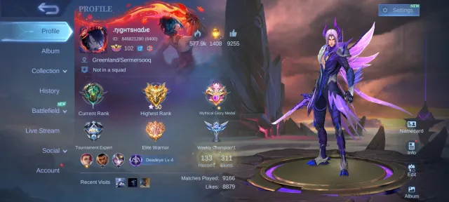 Kof Karina Naruto Vale Collector natalia Full Emblems Global Account , Продажа, Ранг: Эпик, Уровень: 102, Процент побед: 58%, Герои: 133, Облики: 311