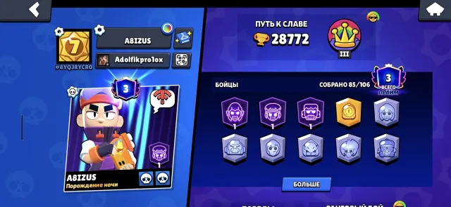 Account with email re-linking bs 28772 🏆 85 fighters, 28772 trophies, 85 brawlers, 3 primes