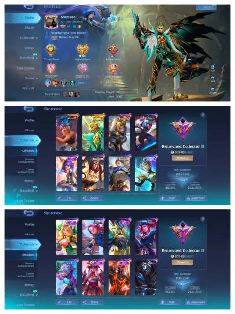 MLBB Account 238 Skins | Granger Prime || Exorcist Recall | AOT / JJK Effects | Clean &, Продажа, Ранг: Легенда, Уровень: 83, Процент побед: 53%, Герои: 133, Облики: 234