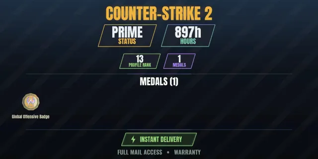 CS2 Prime💎897h | Global Offensive Badge | FREE PUBG: BATTLEGROUNDS, Path of Exile, Destiny 2, Halo, Sale, With Inventory, Has PRIME
